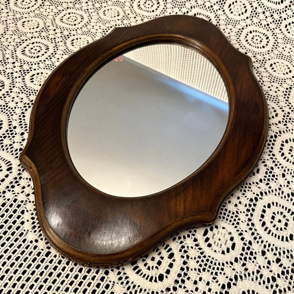 Vintage Wooden Oval Wall Mirror | Cottage Grandma
